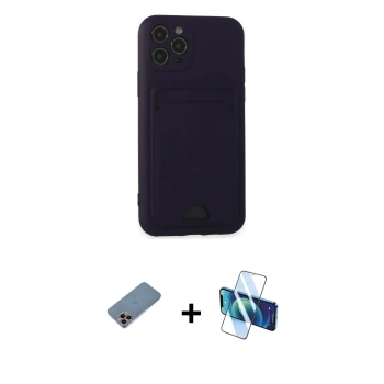 MARSİLYAN™- iPhone 11 Pro Kılıf Vadi Çizgi Prime - Siyah 3D Antistatik Cam Ekran Koruyucu + Shine Kamera Lens Koruma Cam - PE