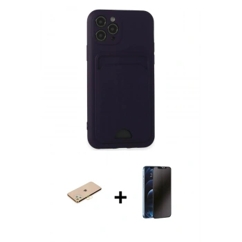 MARSİLYAN™- iPhone 11 Pro Kılıf Vadi Çizgi Prime - Siyah 3D Antistatik Hayalet Cam Ekran Koruyucu + Renkli Kamera Lens Koruma Cam - SI