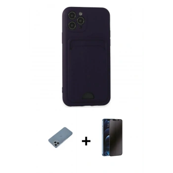 MARSİLYAN™- iPhone 11 Pro Kılıf Vadi Çizgi Prime - Siyah 3D Antistatik Hayalet Cam Ekran Koruyucu + Shine Kamera Lens Koruma Cam - SABE