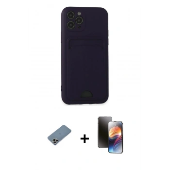 MARSİLYAN™- iPhone 11 Pro Kılıf Vadi Çizgi Prime - Siyah 3D Antistatik Mat Seramik Nano Ekran Koruyucu + Shine Kamera Lens Koruma Cam - GI
