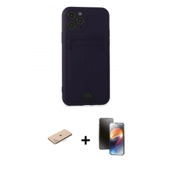 MARSİLYAN™- iPhone 11 Pro Kılıf Vadi Çizgi Prime - Siyah 3D Antistatik Mat Seramik Nano Ekran Koruyucu + Renkli Kamera Lens Koruma Cam - MI