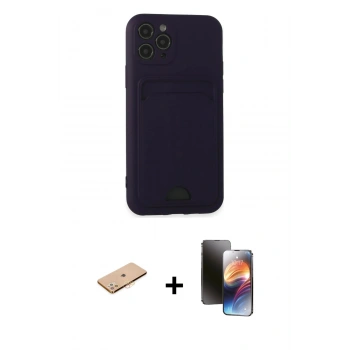 MARSİLYAN™- iPhone 11 Pro Kılıf Vadi Çizgi Prime - Siyah 3D Antistatik Mat Seramik Nano Ekran Koruyucu + Renkli Kamera Lens Koruma Cam - TU