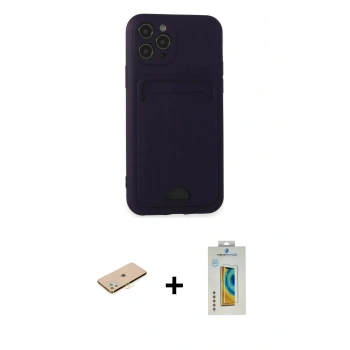 MARSİLYAN™- iPhone 11 Pro Kılıf Vadi Çizgi Prime - Siyah Polymer Nano Ekran Koruyucu + Renkli Kamera Lens Koruma Cam - SI