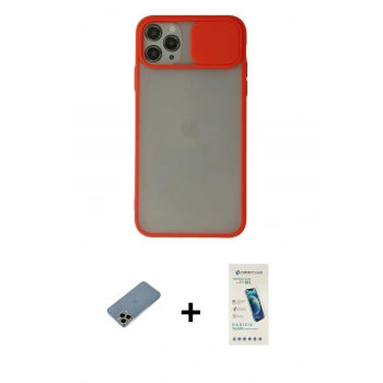 MARSİLYAN™- iPhone 11 Pro Kılıf Vadi Çizgi - Şeffaf Pasifik Cam Ekran Koruyucu + Shine Kamera Lens Koruma Cam - GD