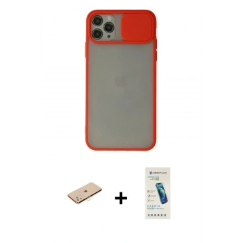 MARSİLYAN™- iPhone 11 Pro Kılıf Vadi Çizgi - Şeffaf Pasifik Cam Ekran Koruyucu + Renkli Kamera Lens Koruma Cam - PE