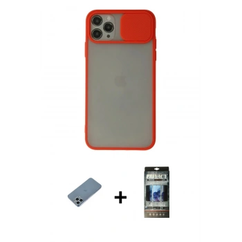 MARSİLYAN™- iPhone 11 Pro Kılıf Vadi Çizgi - Siyah 34D Hayalet Izgaralı Cam + Shine Kamera Lens Koruma Cam - SABE