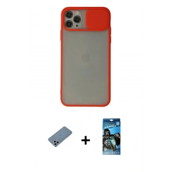 MARSİLYAN™- iPhone 11 Pro Kılıf Vadi Çizgi - Siyah 34D Izgaralı Cam + Shine Kamera Lens Koruma Cam - SABE