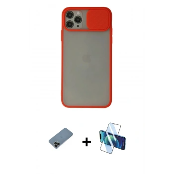 MARSİLYAN™- iPhone 11 Pro Kılıf Vadi Çizgi - Siyah 3D Antistatik Cam Ekran Koruyucu + Shine Kamera Lens Koruma Cam - SH