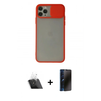 MARSİLYAN™- iPhone 11 Pro Kılıf Vadi Çizgi - Siyah 3D Antistatik Hayalet Cam Ekran Koruyucu + Kamera Lens Koruma Cam - SF