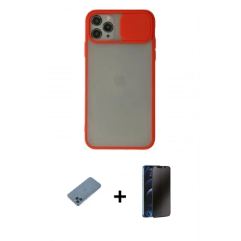 MARSİLYAN™- iPhone 11 Pro Kılıf Vadi Çizgi - Siyah 3D Antistatik Hayalet Cam Ekran Koruyucu + Shine Kamera Lens Koruma Cam - MI