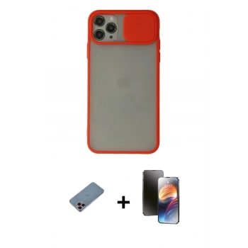 MARSİLYAN™- iPhone 11 Pro Kılıf Vadi Çizgi - Siyah 3D Antistatik Mat Seramik Nano Ekran Koruyucu + Shine Kamera Lens Koruma Cam - PE