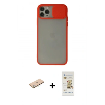 MARSİLYAN™- iPhone 11 Pro Kılıf Vadi Çizgi - Siyah Mat Seramik Nano Ekran Koruyucu + Renkli Kamera Lens Koruma Cam - MI