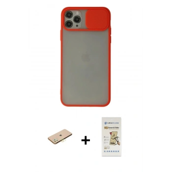 MARSİLYAN™- iPhone 11 Pro Kılıf Vadi Çizgi - Siyah Mat Seramik Nano Ekran Koruyucu + Renkli Kamera Lens Koruma Cam - PE
