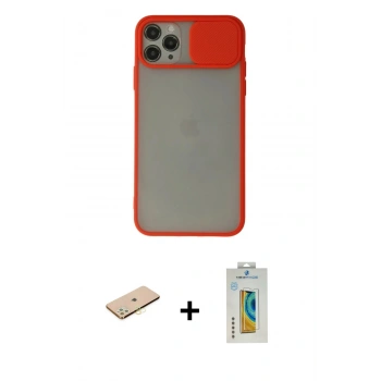 MARSİLYAN™- iPhone 11 Pro Kılıf Vadi Çizgi - Siyah Polymer Nano Ekran Koruyucu + Renkli Kamera Lens Koruma Cam - PE
