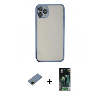 MARSİLYAN™- iPhone 11 Pro Kılıf Vadi Minimal - Şeffaf 360 Full Body Arka Koruyucu + Shine Kamera Lens Koruma Cam - GD