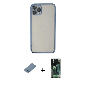 MARSİLYAN™- iPhone 11 Pro Kılıf Vadi Minimal - Şeffaf 360 Full Body Arka Koruyucu + Shine Kamera Lens Koruma Cam - MI