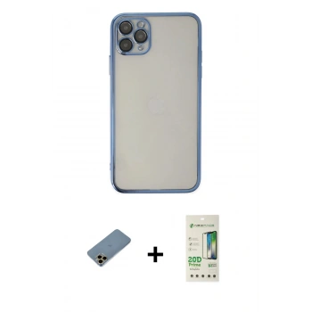 MARSİLYAN™- iPhone 11 Pro Kılıf Vadi Minimal - Siyah 20D Premium Cam Ekran Koruyucu + Shine Kamera Lens Koruma Cam - GD
