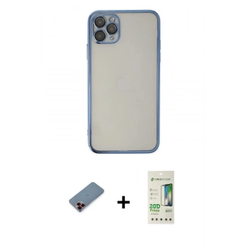 MARSİLYAN™- iPhone 11 Pro Kılıf Vadi Minimal - Siyah 20D Premium Cam Ekran Koruyucu + Metal Kamera Lens Koruma Cam - KI