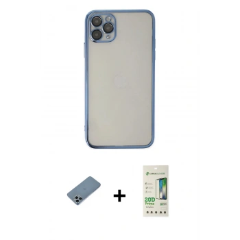 MARSİLYAN™- iPhone 11 Pro Kılıf Vadi Minimal - Siyah 20D Premium Cam Ekran Koruyucu + Shine Kamera Lens Koruma Cam - SABE