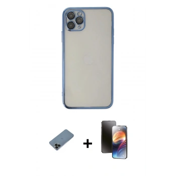 MARSİLYAN™- iPhone 11 Pro Kılıf Vadi Minimal - Siyah 3D Antistatik Mat Seramik Nano Ekran Koruyucu + Shine Kamera Lens Koruma Cam - SH