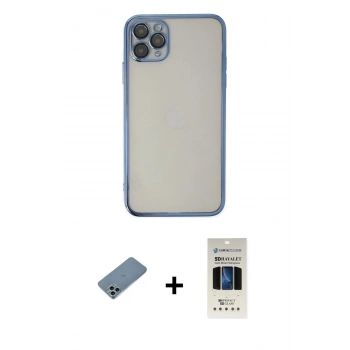 MARSİLYAN™- iPhone 11 Pro Kılıf Vadi Minimal - Siyah 5D Hayalet Cam Ekran Koruyucu + Shine Kamera Lens Koruma Cam - SABE