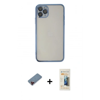 MARSİLYAN™- iPhone 11 Pro Kılıf Vadi Minimal - Siyah 6D Mat Seramik Hayalet Nano Ekran Koruyucu + Metal Kamera Lens Koruma Cam - KI