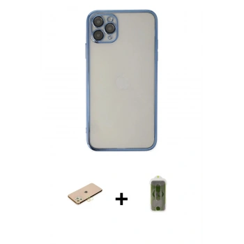 MARSİLYAN™- iPhone 11 Pro Kılıf Vadi Minimal - Siyah Joko Magic 5D Hayalet Cam + Renkli Kamera Lens Koruma Cam - PE