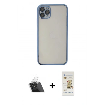 MARSİLYAN™- iPhone 11 Pro Kılıf Vadi Minimal - Siyah Mat Seramik Nano Ekran Koruyucu + Kamera Lens Koruma Cam - SF