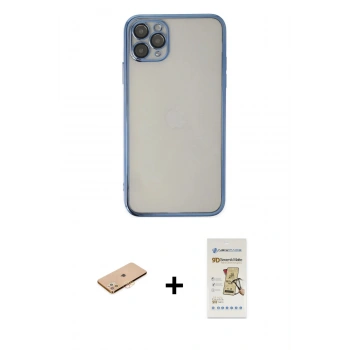 MARSİLYAN™- iPhone 11 Pro Kılıf Vadi Minimal - Siyah Mat Seramik Nano Ekran Koruyucu + Renkli Kamera Lens Koruma Cam - TU