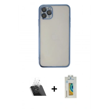 MARSİLYAN™- iPhone 11 Pro Kılıf Vadi Minimal - Siyah Polymer Nano Ekran Koruyucu + Kamera Lens Koruma Cam - SF