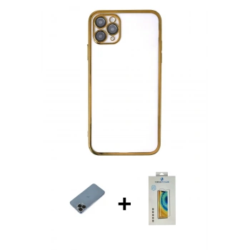 MARSİLYAN™- iPhone 11 Pro Kılıf Vadi Minimal - Siyah Polymer Nano Ekran Koruyucu + Shine Kamera Lens Koruma Cam - SH