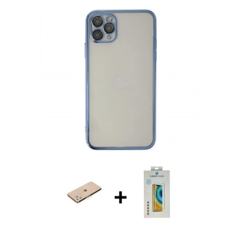 MARSİLYAN™- iPhone 11 Pro Kılıf Vadi Minimal - Siyah Polymer Nano Ekran Koruyucu + Renkli Kamera Lens Koruma Cam - YL