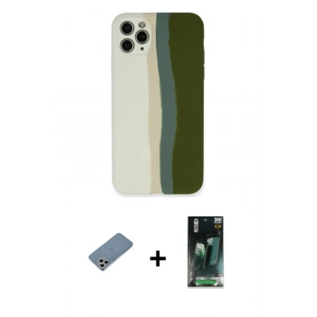 MARSİLYAN™- iPhone 11 Pro Kılıf Yadigar Çizgi - Şeffaf 360 Full Body Arka Koruyucu + Shine Kamera Lens Koruma Cam - GS