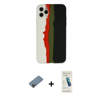 MARSİLYAN™- iPhone 11 Pro Kılıf Yadigar Çizgi - Şeffaf Pasifik Cam Ekran Koruyucu + Shine Kamera Lens Koruma Cam - GD