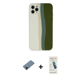MARSİLYAN™- iPhone 11 Pro Kılıf Yadigar Çizgi - Şeffaf Pasifik Cam Ekran Koruyucu + Shine Kamera Lens Koruma Cam - SH