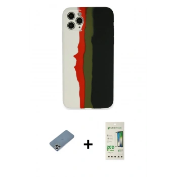 MARSİLYAN™- iPhone 11 Pro Kılıf Yadigar Çizgi - Siyah 20D Premium Cam Ekran Koruyucu + Shine Kamera Lens Koruma Cam - GS