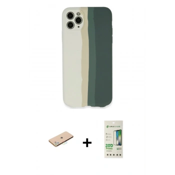 MARSİLYAN™- iPhone 11 Pro Kılıf Yadigar Çizgi - Siyah 20D Premium Cam Ekran Koruyucu + Renkli Kamera Lens Koruma Cam - MI