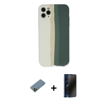 MARSİLYAN™- iPhone 11 Pro Kılıf Yadigar Çizgi - Siyah 3D Antistatik Hayalet Cam Ekran Koruyucu + Shine Kamera Lens Koruma Cam - GD