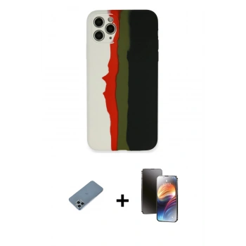 MARSİLYAN™- iPhone 11 Pro Kılıf Yadigar Çizgi - Siyah 3D Antistatik Mat Seramik Nano Ekran Koruyucu + Shine Kamera Lens Koruma Cam - SABE