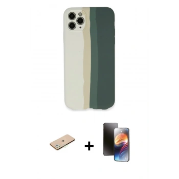 MARSİLYAN™- iPhone 11 Pro Kılıf Yadigar Çizgi - Siyah 3D Antistatik Mat Seramik Nano Ekran Koruyucu + Renkli Kamera Lens Koruma Cam - YL