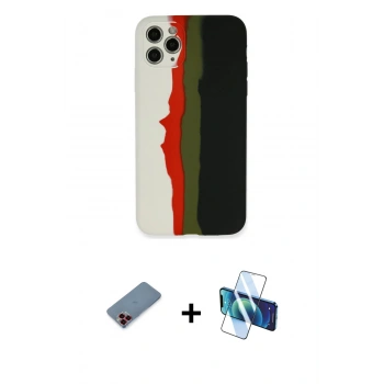 MARSİLYAN™- iPhone 11 Pro Kılıf Yadigar Çizgi - Siyah 3D Antistatik Seramik Nano Ekran Koruyucu + Metal Kamera Lens Koruma Cam - KI