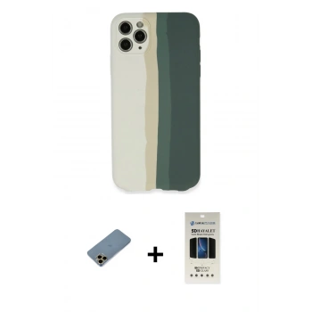MARSİLYAN™- iPhone 11 Pro Kılıf Yadigar Çizgi - Siyah 5D Hayalet Cam Ekran Koruyucu + Shine Kamera Lens Koruma Cam - GD
