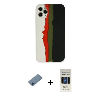 MARSİLYAN™- iPhone 11 Pro Kılıf Yadigar Çizgi - Siyah 5D Hayalet Cam Ekran Koruyucu + Shine Kamera Lens Koruma Cam - MI