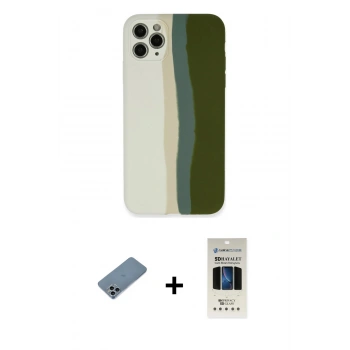 MARSİLYAN™- iPhone 11 Pro Kılıf Yadigar Çizgi - Siyah 5D Hayalet Cam Ekran Koruyucu + Shine Kamera Lens Koruma Cam - SABE