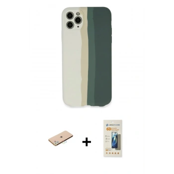 MARSİLYAN™- iPhone 11 Pro Kılıf Yadigar Çizgi - Siyah 6D Mat Seramik Hayalet Nano Ekran Koruyucu + Renkli Kamera Lens Koruma Cam - MI