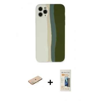 MARSİLYAN™- iPhone 11 Pro Kılıf Yadigar Çizgi - Siyah 6D Mat Seramik Hayalet Nano Ekran Koruyucu + Renkli Kamera Lens Koruma Cam - PE