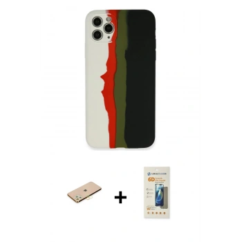 MARSİLYAN™- iPhone 11 Pro Kılıf Yadigar Çizgi - Siyah 6D Mat Seramik Hayalet Nano Ekran Koruyucu + Renkli Kamera Lens Koruma Cam - SI