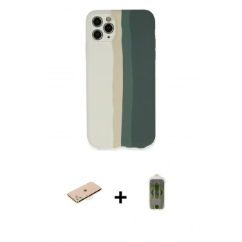 MARSİLYAN™- iPhone 11 Pro Kılıf Yadigar Çizgi - Siyah Joko Magic 5D Hayalet Cam + Renkli Kamera Lens Koruma Cam - MI