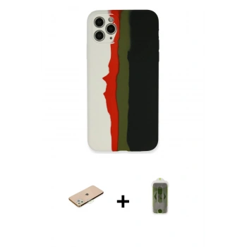 MARSİLYAN™- iPhone 11 Pro Kılıf Yadigar Çizgi - Siyah Joko Magic 5D Hayalet Cam + Renkli Kamera Lens Koruma Cam - YL