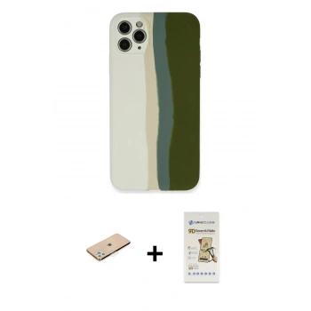 MARSİLYAN™- iPhone 11 Pro Kılıf Yadigar Çizgi - Siyah Mat Seramik Nano Ekran Koruyucu + Renkli Kamera Lens Koruma Cam - YL